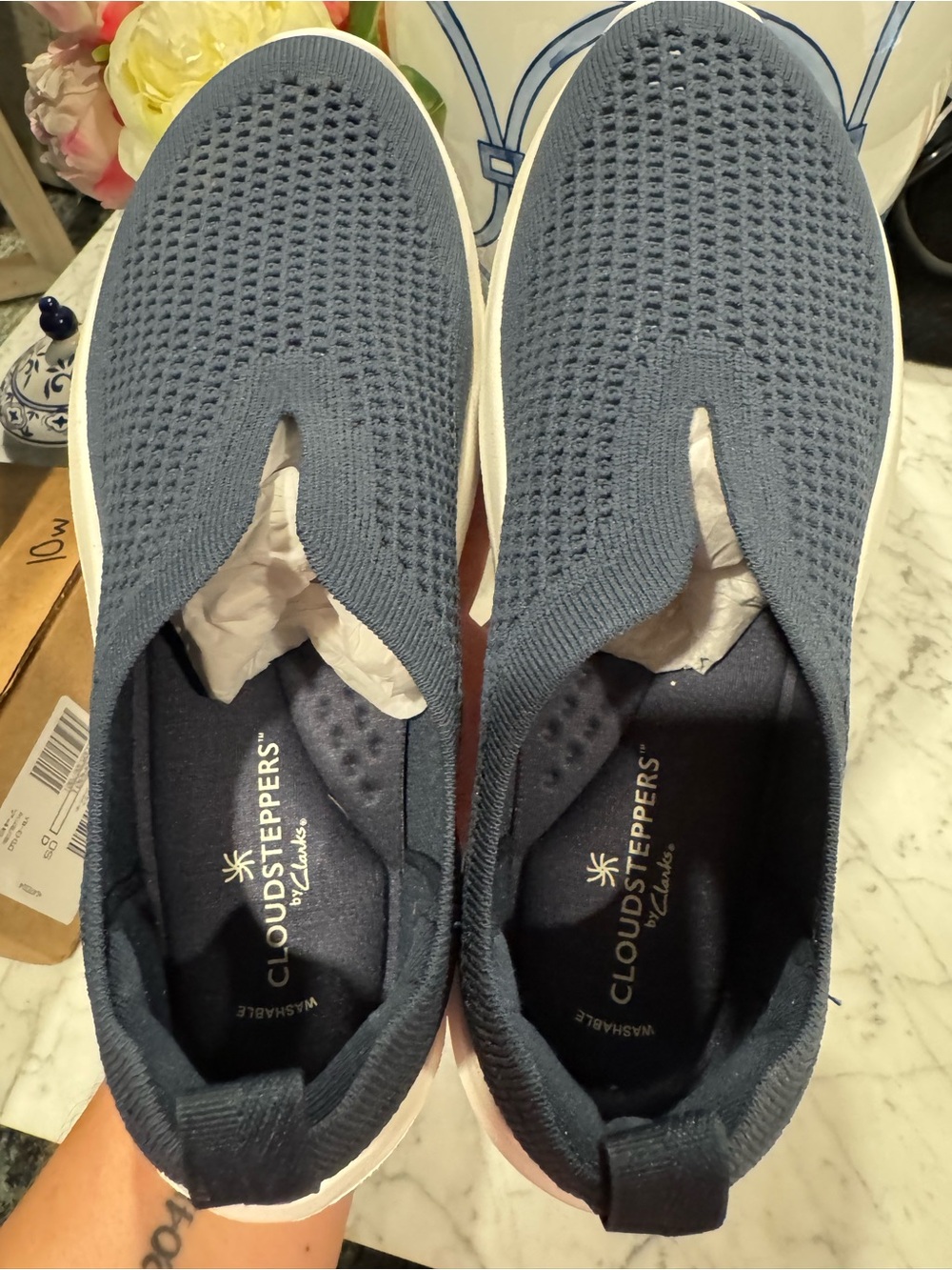 Cloudsteppers by Clarks Slip-On Knit Sneakers in Navy Size 9.5W